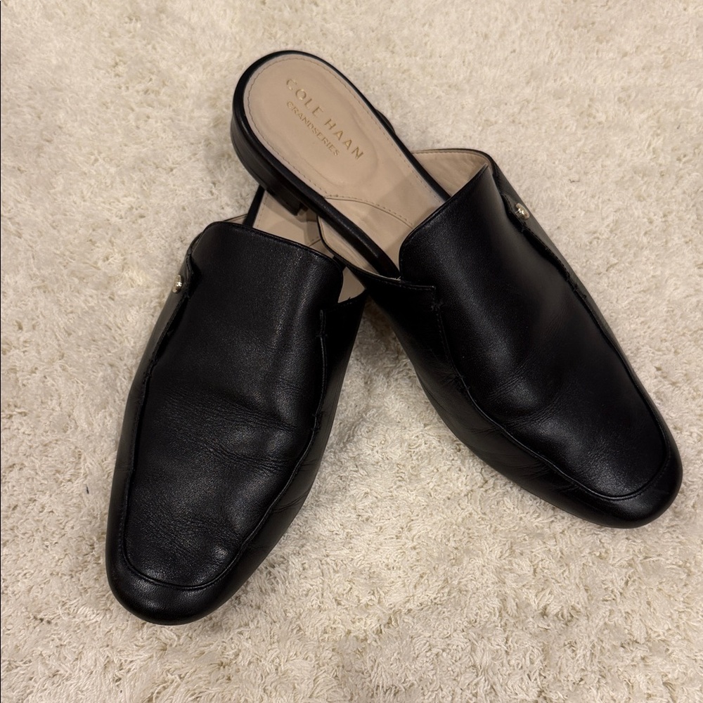 Cole Haan Black Leather Slip-On Mules